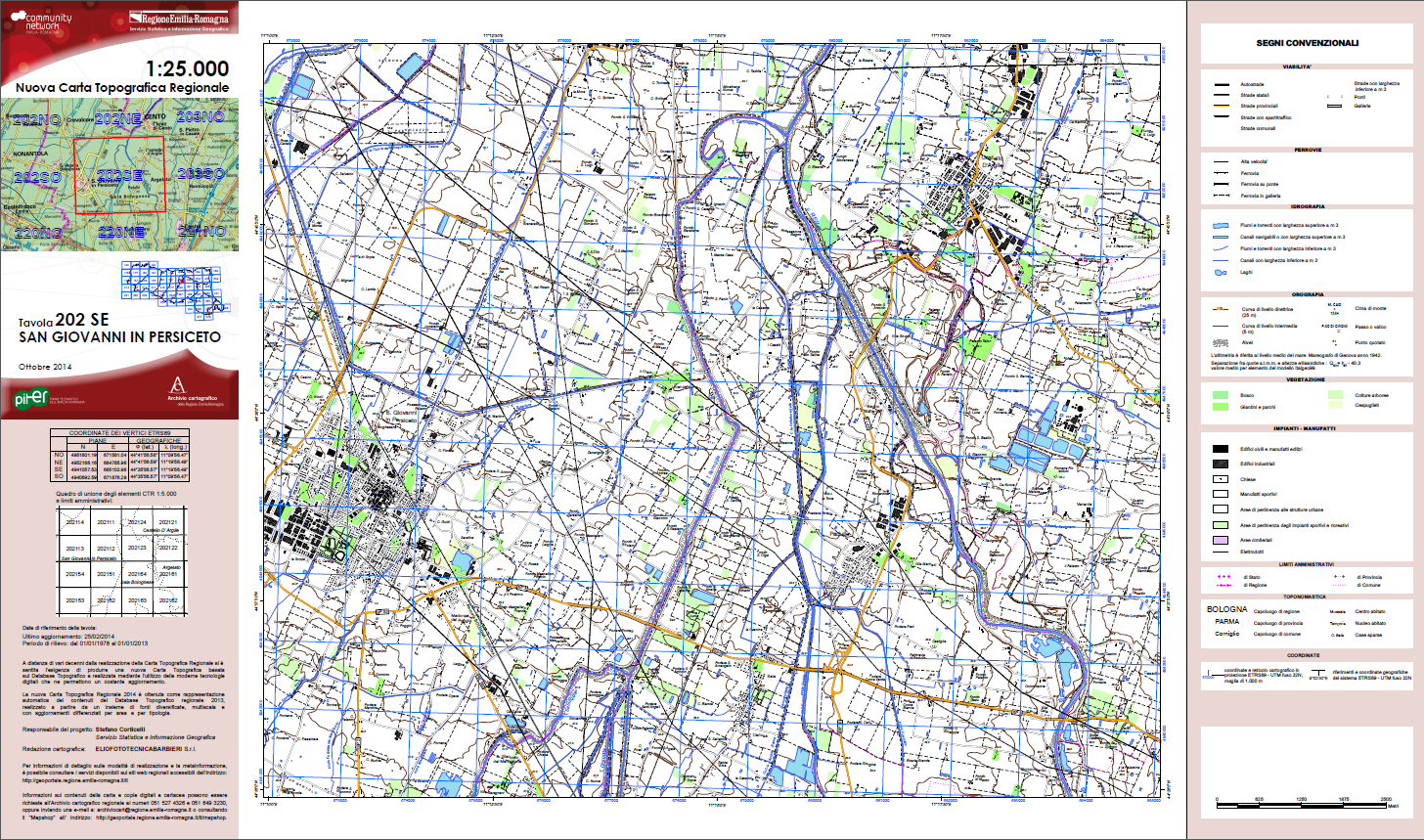 Topographical maps - carta topografica Reggio Emilia