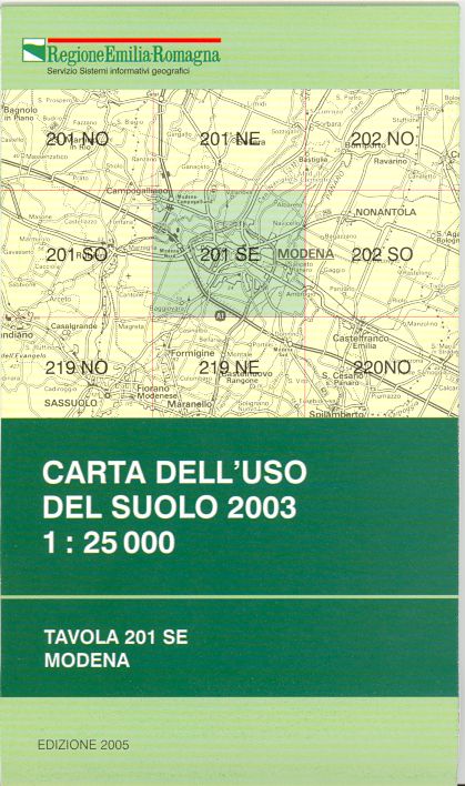 Carta dell'uso del suolo 2003 1:25.000 - tavola 201 SE Modena - Edizione 2005